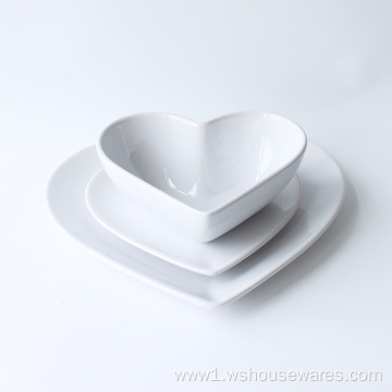 Fine stoneware 16pcs heart shape color glazed dinnerware